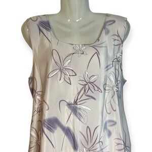 Artsy Lily Lavender Floral Maxi Dress Sleeveless Lighweight L Vtg Awesome Wear
